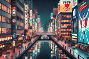 Vista notturna sicura di Osaka con strade ben illuminate, grattacieli moderni e atmosfera accogliente per i turisti.
